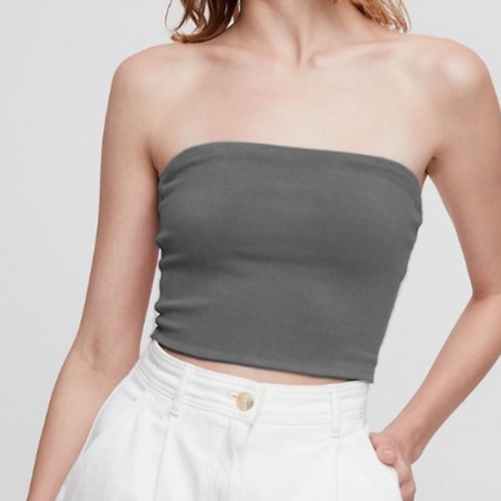 ARITZIA WILFRED FREE Charcoal Strapless Crop Top Size Medium